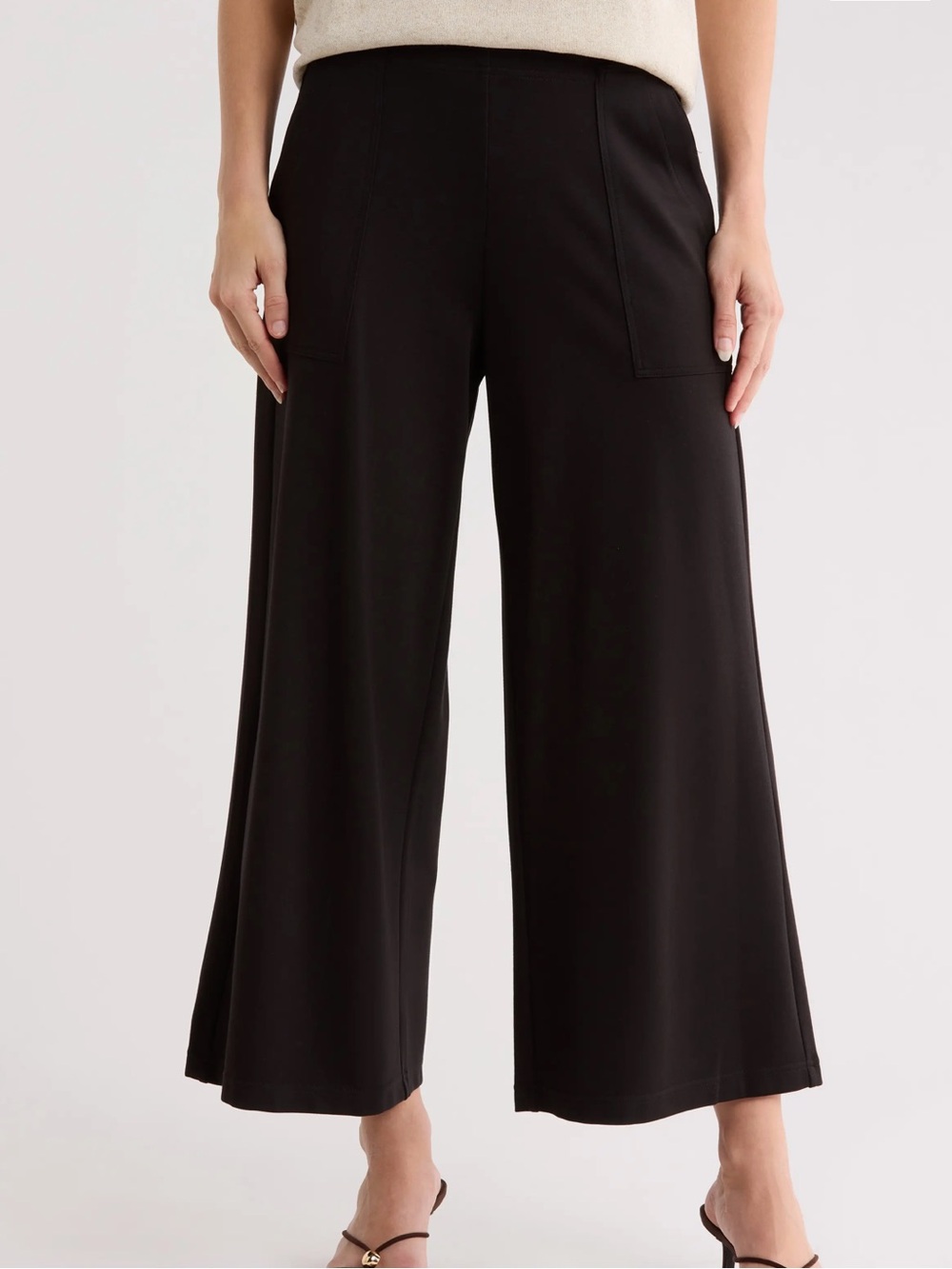 Max Studio Ponte Crop Wide Leg Pull-On Pants